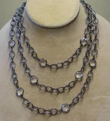 COLLAR KENNETH LANE KJL HEMATITA EP SWAROVSKI GRITO ESTRÁS CANAL 48" NUEVO Foto 1 de 4