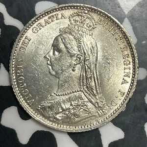 1887 G.B. 6 Pence Sixpence Lot#T2298 Silver! High Grade! Beautiful! KM#759 - Picture 1 of 2