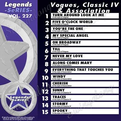 VOGUES CLASSIC & ASSOCIATION VOL-227 LEGEND KARAOKE CD+G ON BROADWAY IN PLASTIC - Image 1 of 2