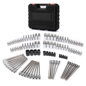 107 Pcs Bit Socket Set 1/4",3/8",1/2" Drive Torx/Extra Long SAE/Metric - Picture 1 of 8