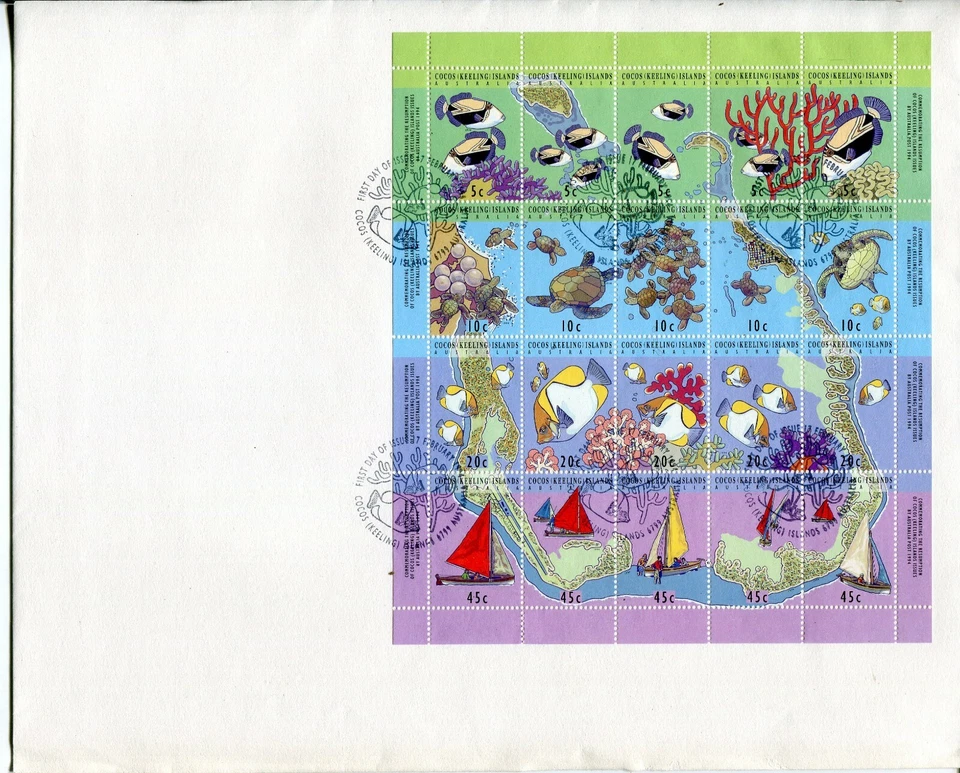 Cocos Keeling Island 1994 Fish & Marine Life minisheet FDC — 第 1/1 张图片