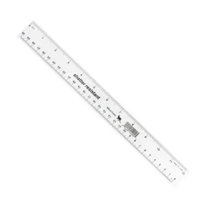 Plastic Clear Color 12 Inch Easy Read Ruler with Inches, Centimeters - Picture 1 of 2