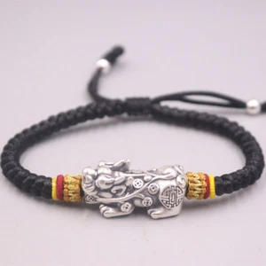 Pure S999 Fine Silver 999 Bracelet Men Women Lucky Pixiu Bracelet 3-4g