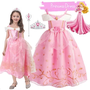 Girls Kids Princess Aurora Costume Cosplay Tulle Fancy Dress up Party Birthday - Picture 1 of 16