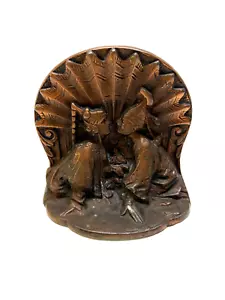 Vintage Bronze Asian Couple Kissing Siam Bookend Wedding Gift - Picture 1 of 5