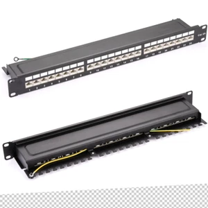 24 Port Cat6A CAT6 CAT5E Shielded Patch Panel 10G Ready Cable Management Metal - Afbeelding 1 van 7
