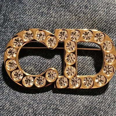 CHRISTIAN DIOR VINTAGE, Signed, Gold-Tone Brooch/Pin, Clear/White Crystals, EUC! - Image 1 of 4