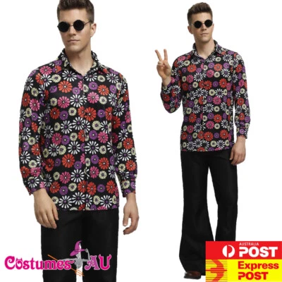 Disfraz de Baile Hippie Hippy Para Hombre 60s 70s Paz Y Amor Disco Retro Genial Foto 1 de 4