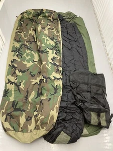 US Military 4 Piece Modular Sleeping Bag Sleep System MSS w/ Bivy Woodland Compl - Picture 1 of 12