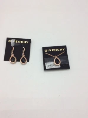 $87 Givenchy Pave & Colored Rose gold  Teardrop stone drop earrings Necklace#6 Foto 1 de 4