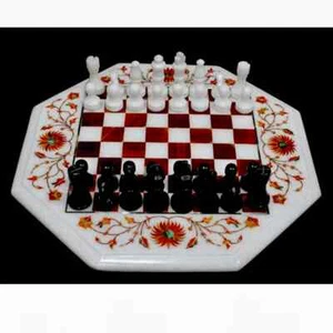 Chess Sets Marble Chess Board with Chess pieces Hand Made Marble Inlay Art - Picture 1 of 6