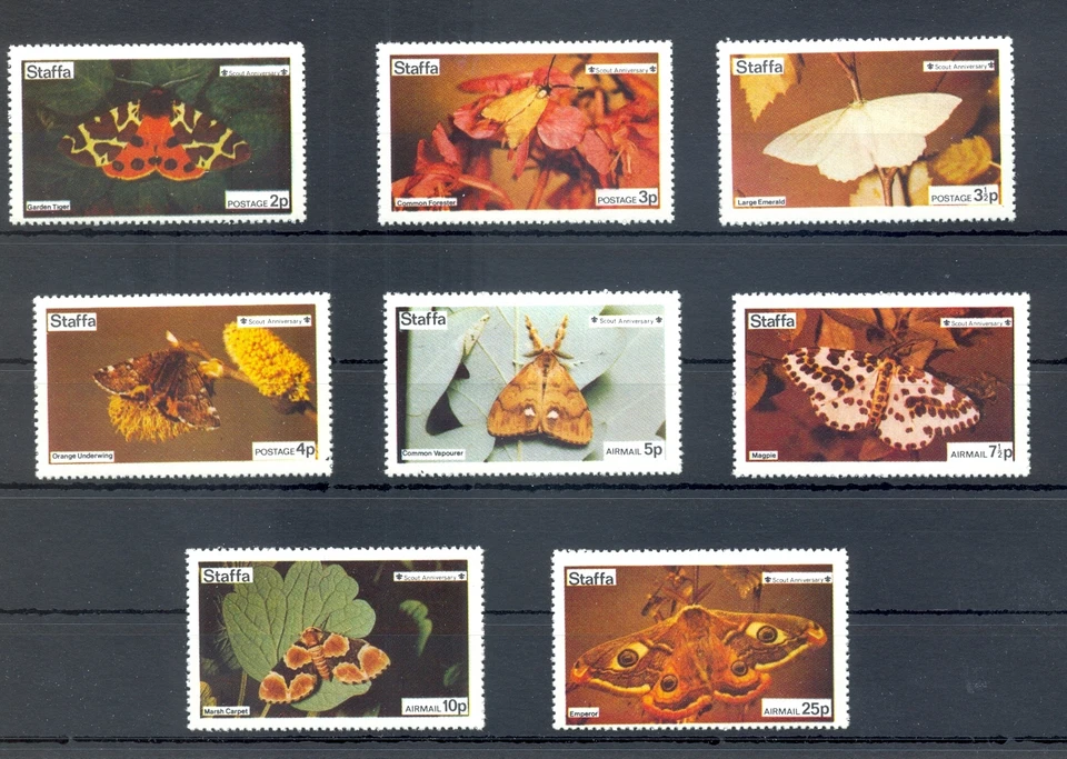 ENGLAND LOCAL STAFFA -- 8 x STAMP ---** -VF - BUTTERFLY - INSECTS  - Image 1 of 1