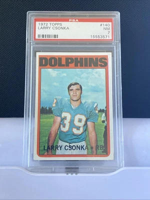1972 TOPPS Football #140 Larry Csonka PSA 7 Near Mint Miami Dolphins HOF - Image 1 of 2