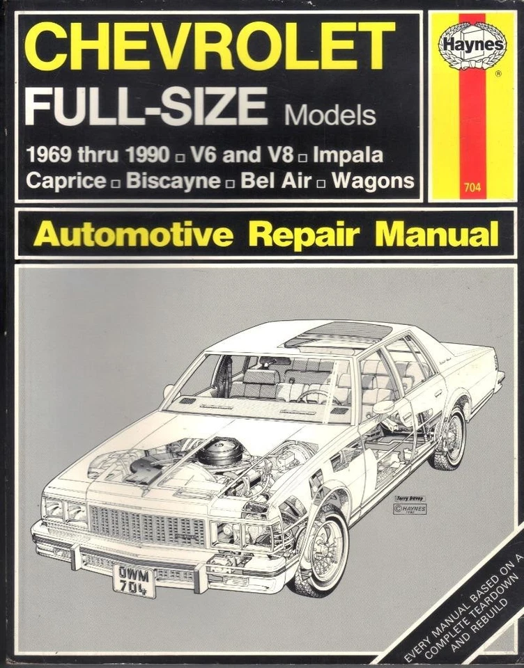 CHEVROLET,CAPRICE,BISCAYNE,IMPALA,KINGSWOOD,V6,V8 HAYNES MANUAL 1969-1990 - Image 1 of 1
