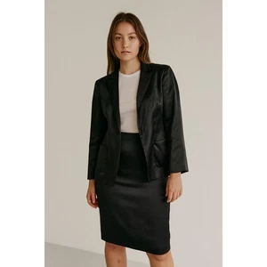 Jil sander black satin 2 piece skirt suits sz 38 blazer quiet luxury minimalist - Picture 1 of 12