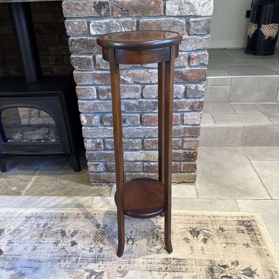 Round Plant Table Stand Side Table Lamp Stand Tall Wooden - Image 1 of 4