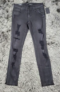 Pantalones de mezclilla Joe's para mujer 27 negros tiro medio ajustados al tobillo desgastados dobladillo crudo nuevos con etiquetas - Imagen 1 de 23