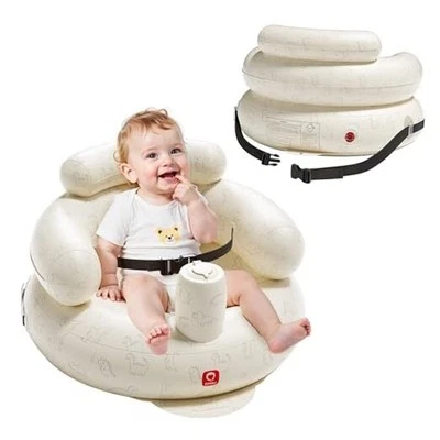 Asiento de bebé inflable con bomba incorporada, silla de bebé para sentarse (3 dinosaurios Foto 1 de 4