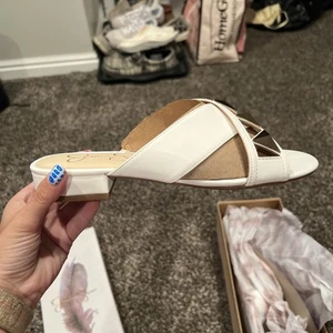 Jessica Simpson Movena Bright White Flat Sandals - Picture 1 of 4