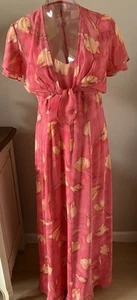 Vestido Largo Dana Buckman Albaricoque Floral Seda Talla 2 ~Excelente Estado~ - Imagen 1 de 10