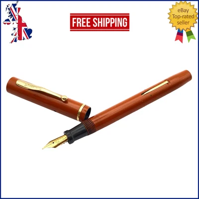 VINTAGE SHEAFFER FLAT TOP 3-25 FOUNTAIN PEN IN CORAL RED 14K GOLD FINE NIB USA - Image 1 of 4