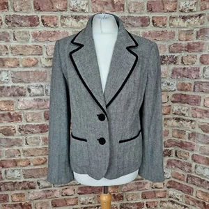 Blazer James Lakeland Gris Mujer Grande Ajustado Chaqueta Lana Terciopelo Borde - Imagen 1 de 13