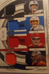 2023 National Treasures Patrick Mahomes Relic Justin Herbert Patch GQM-QBT /99 - Picture 1 of 5