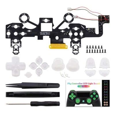 Replacement Button Kit for PS4 Controller 8-Colors Luminated Transparent LED Mod - Bild 1 von 4
