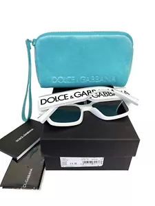 Dolce Gabbana DG 6184 3312/87 Sunglasses Polished White Black Logo w/blue pouch - Picture 1 of 9