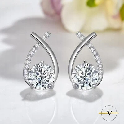 ORECCHINI DONNA IN ARGENTO 925 INTRECCIATI CON ZIRCONI BIANCHI - Immagine 1 di 4