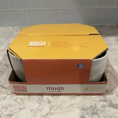 Juego de 4 tazas de cerámica Martha Stewart Everyday FLORAL DAMASK Foto 1 de 4