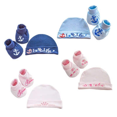 Soft Touch Newborns Cotton Hat & Bootee Gift Set Baby Girls Boys Gift 0-3 months