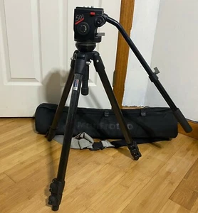 Manfrotto Carbon Fiber ENG Tripod w/ Bag 503/3460 Video Head 442/3445 Leg 4 DSLR - Picture 1 of 12