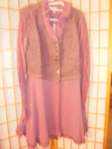 NEW ❤BOO RADLEY❤ SIGNATURE COAT DRESS IN MAGENTA SIZE 20~RUCHED LONG SLEEVES - Picture 1 of 12