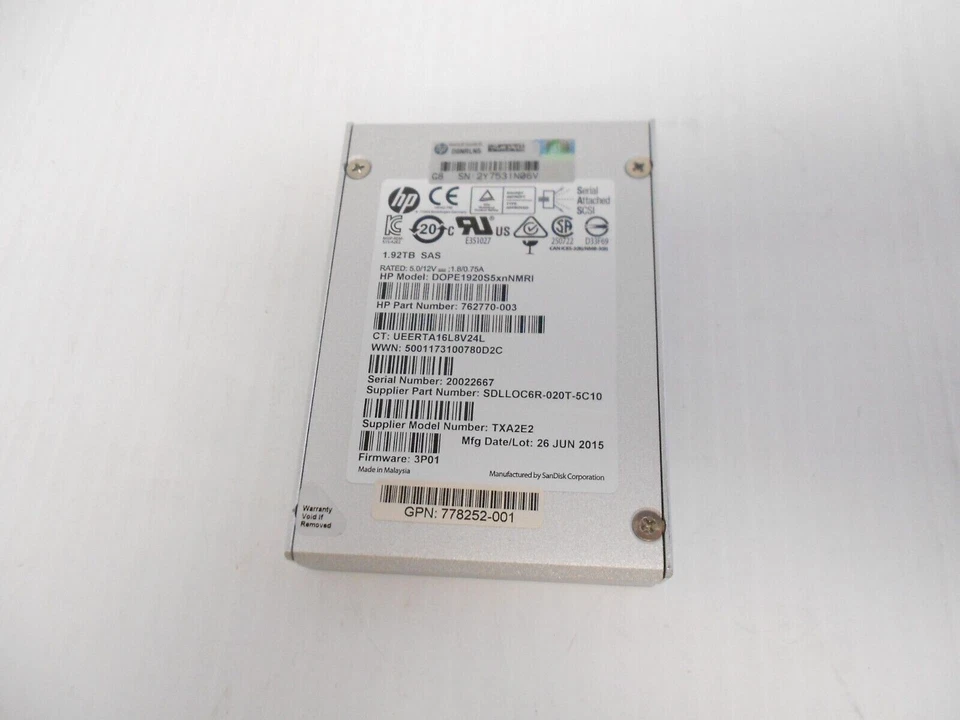 Sandisk 1.92TB SSD SAS 2.5" 6G Server Storage Hard Drive Dell HP 2TB TXA2E2 - Image 1 of 1