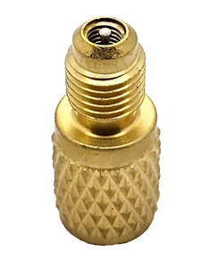 Adapter Fitting 1/4" Male to 1/2" Female w/ valve core ACME A/C Brass - Imagen 1 de 4