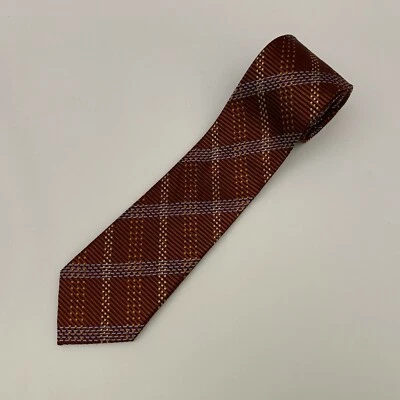 Corbata para hombre Oscar de la Renta marrón multicolor 100 % seda hecha a mano  Foto 1 de 4