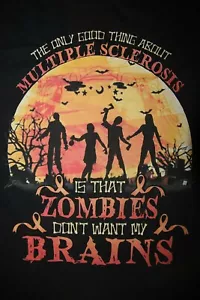 ZOMBIES DON'T WANT MY BRAINS - T-shirt manica lunga Have MS Halloween, grande nera - Foto 1 di 5