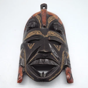 African Tribal Wooden Jambo Kenya Mask Hand Carved & Painted Wall Hanging 9 Inch - Picture 1 of 12