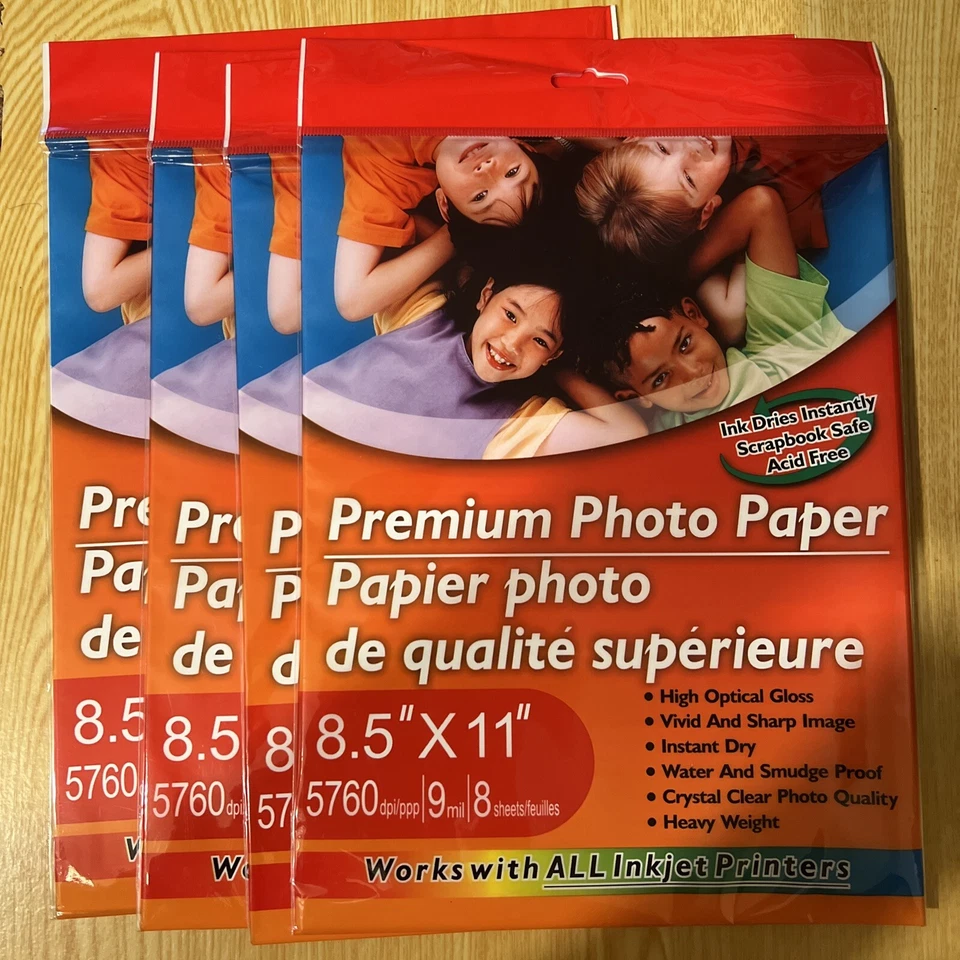 Cuatro paquetes de papel fotográfico premium de 8,5"" x 11"" 32 hojas en total Foto 1 de 1