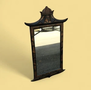 Antique Chinoiserie Decorated Pagoda Shape Mirror - Picture 1 of 7