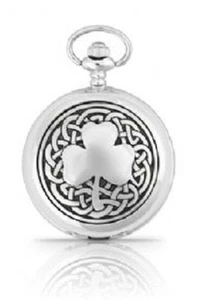 Engraved Celtic Shamrock Pewter Pocket Watch Chain A.E.Williams British #4959 - Picture 1 of 5
