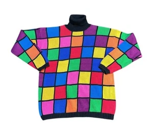 Vintage RAFAELLA Rollkragenpullover Damen Größe M Color Block - Bild 1 von 4
