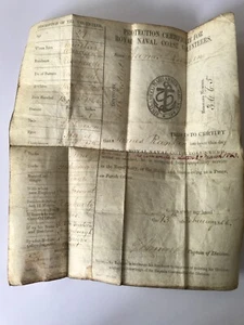 PROTECTION CERTIFICATE ROYAL NAVEL COAST VOLUNTEER JAMES RANKIN 1866 ON VELLUM - Picture 1 of 10