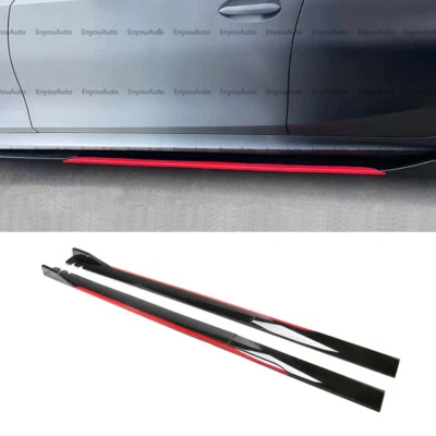 For Alfa Romeo Giulia 86" Side Skirt Extension Rocker Panel Splitter Black Red - Image 1 of 4