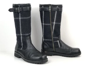 Gentle Soul Women's Warm Thunder Plaid  Black Leather Zip Up Tall Boots Size 6 - Picture 1 of 8