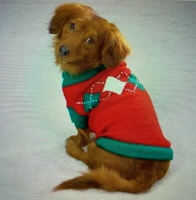 NUEVO Suéter Perro Colección Eastside ARGYLE TACHONADO CON LENTEJUELAS XS Foto 1 de 4