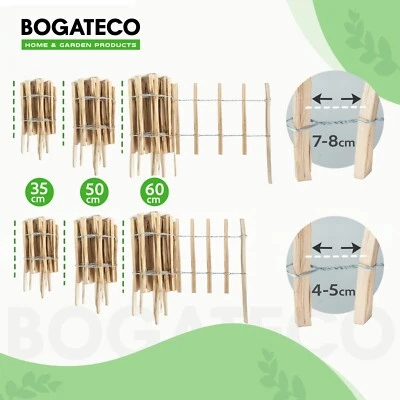 BOGATECO Haselnuss Roll-Steckzaun aus Holz 500cm Lang, verschiedene Größen - Bild 1 von 4