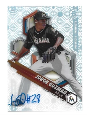 Jorge Guzman AUTOGRAPH Miami Marlins 2018 Bowman High Tek AUTO Florida Baseball - Image 1 of 2