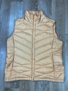 North Face Vest Womens Extra Large Orange Quilted Down Puffer 550 Gorpcore - Picture 1 of 11